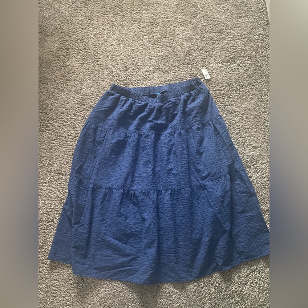 Womens High-waisted seersucker Tiered Skirt 2X